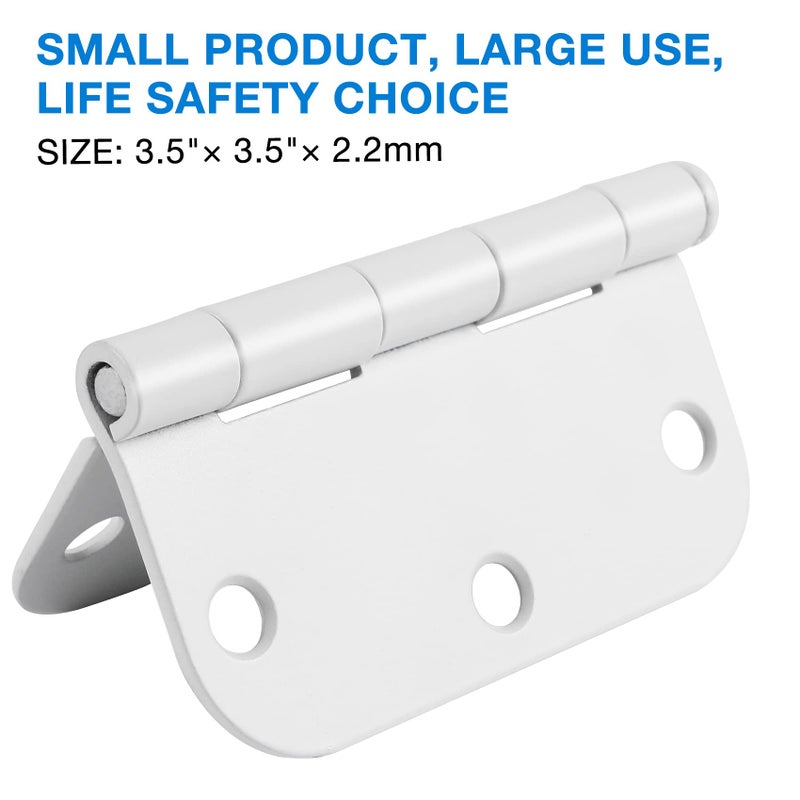 TDCHINGES 3 Pack White Door Hinges 3.5 "" Interior Hardware for Doors 3 1/2 Inch Rounded 5/8 ""Radius Non Removable Pin Bedroom Hinge Bulk Heavy Duty Steel Bisagra De Puerta Blanca Gate Decor Accessories No Squeak - Image 2